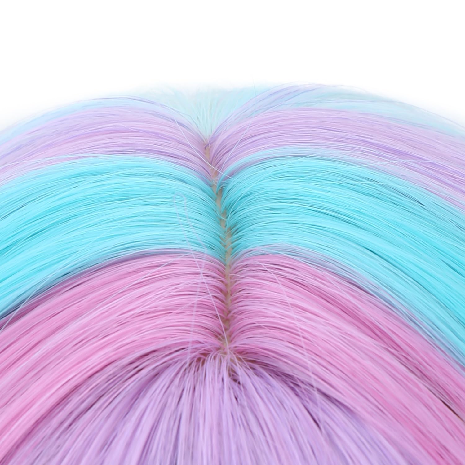 Detalle de PATTNIUM Multicolor Rainbow Wig for Kids with Bangs, Wavy Heat-Resistant Hair