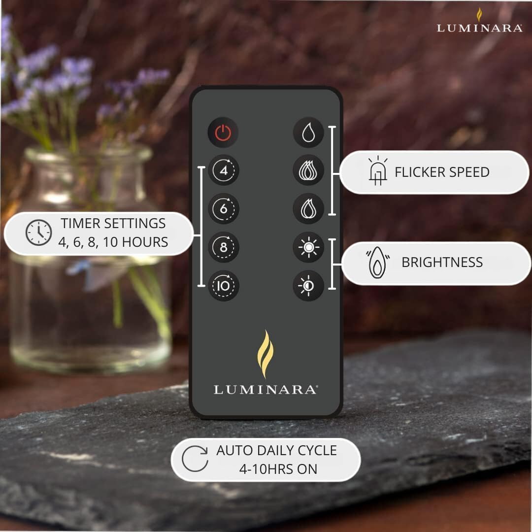 Thumbnail 6 de Luminara set of 3 ivory flame effect real wax LED pillar candles with remote control