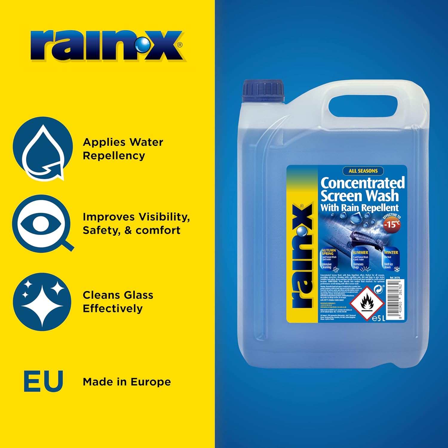 Thumbnail 2 de Rain-X Concentrated Screenwash with Rain Repellent – Superior Visibility & Protection for All Seasons (5L)