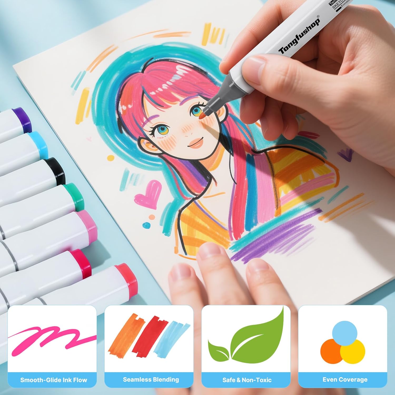Thumbnail 1 de Tongfushop 80 Alcohol Markers set