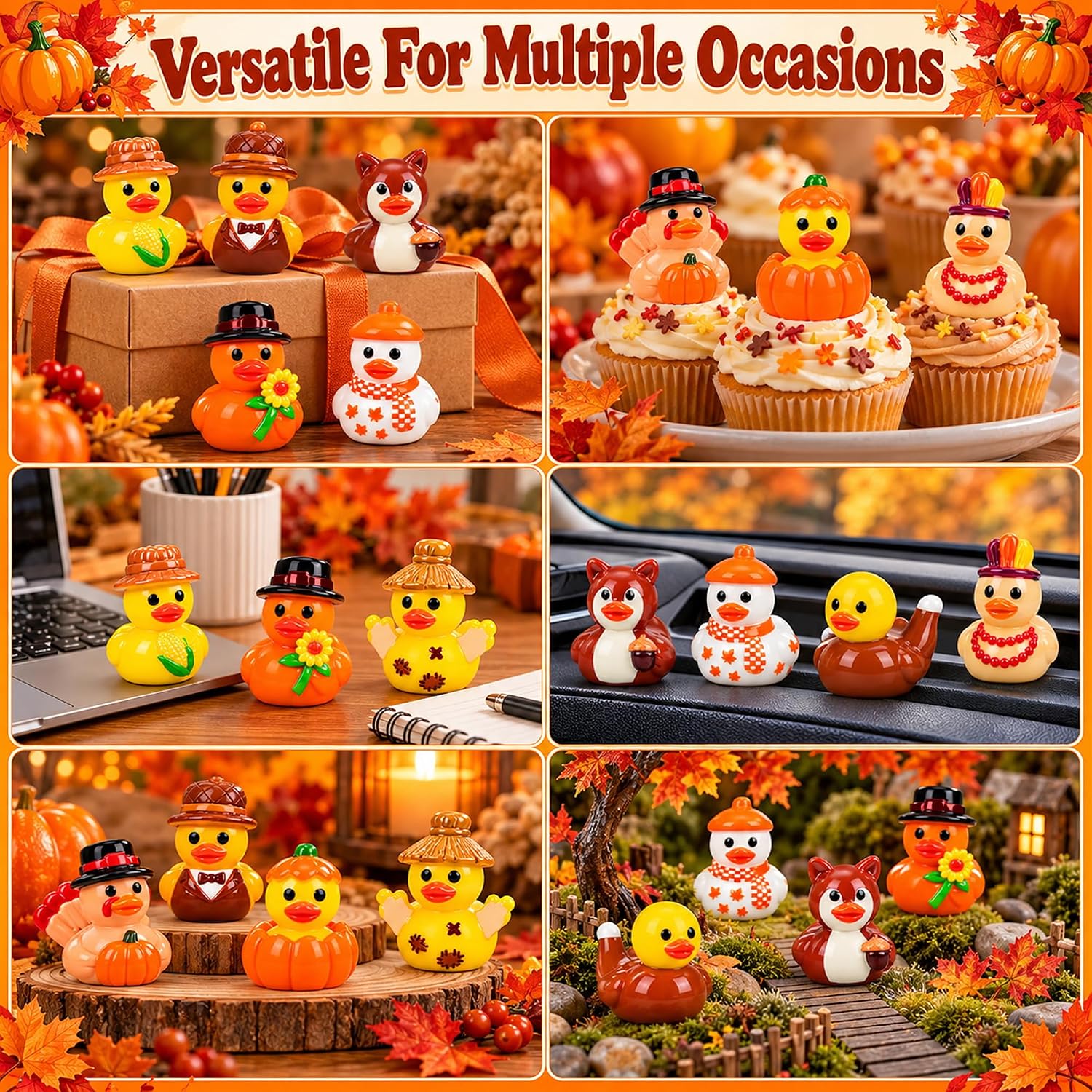 Detalle 2 de QAUYETM Figurine-2 Fall Mini Resin Ducks, 120 Pieces in 10 Styles