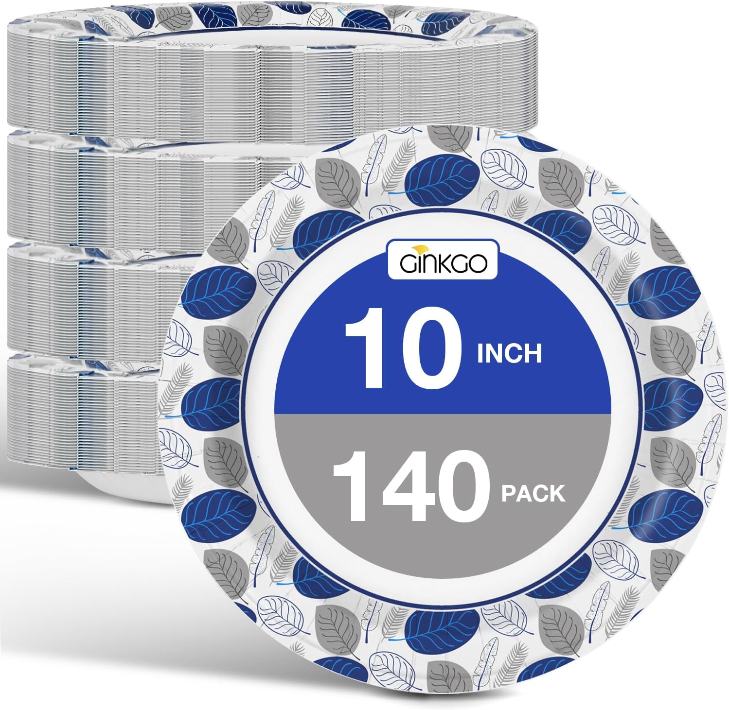 Detalle de Ginkgo 140 Count Disposable Paper Plates — 10 Inch Bulk, Soak Proof & Cut Resistant