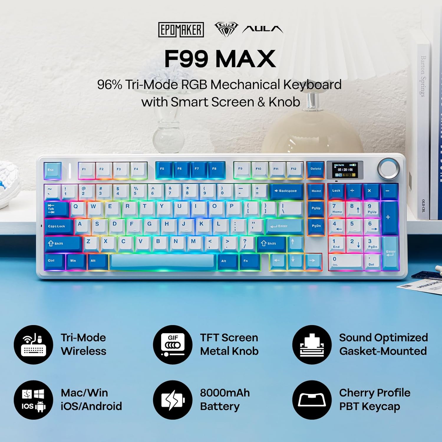 Thumbnail 1 de EPOMAKER Aula F99 MAX Wireless Mechanical Keyboard