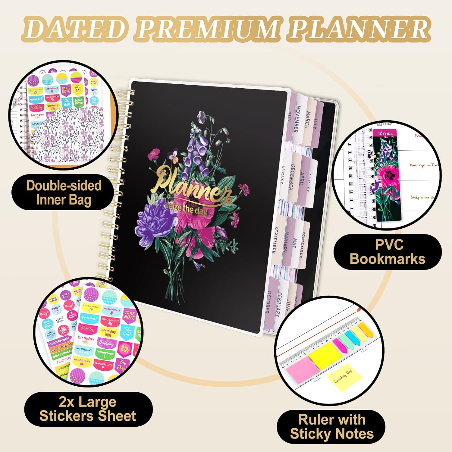 Detalle de Arundhati AH07 18-Month Planner, July 2026–December 2027, Daily, Weekly & Monthly