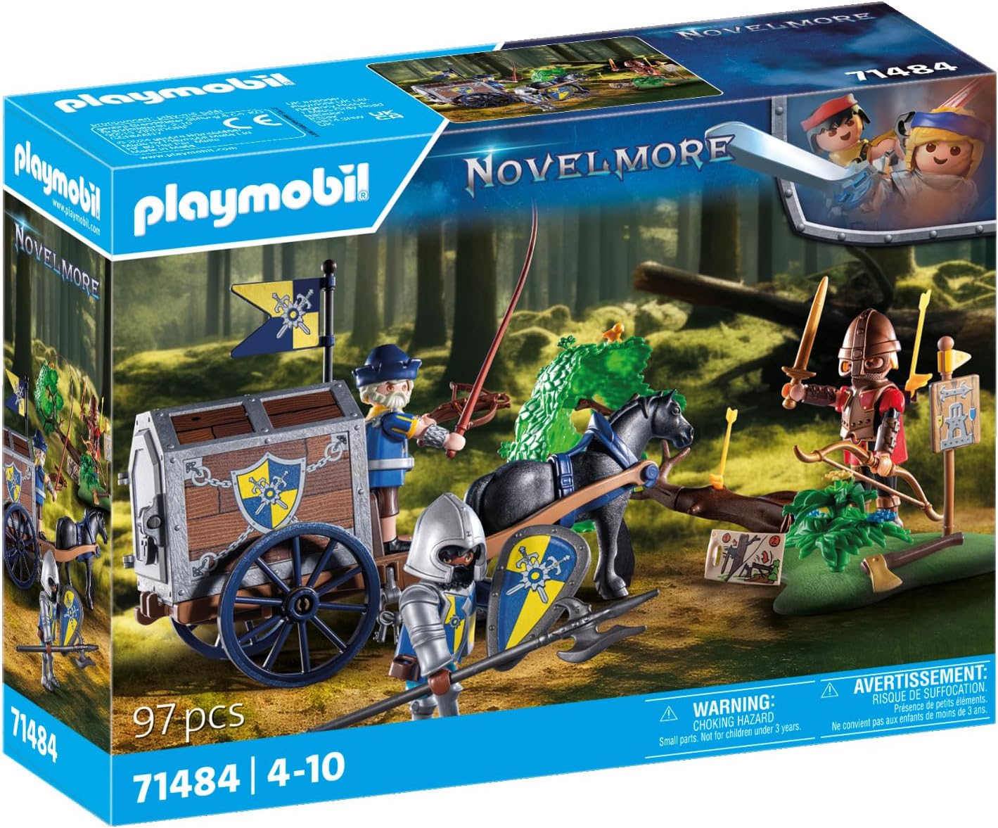 Detalle de PLAYMOBIL Novelmore 71484 transportwagen met goud en kantelbare boom