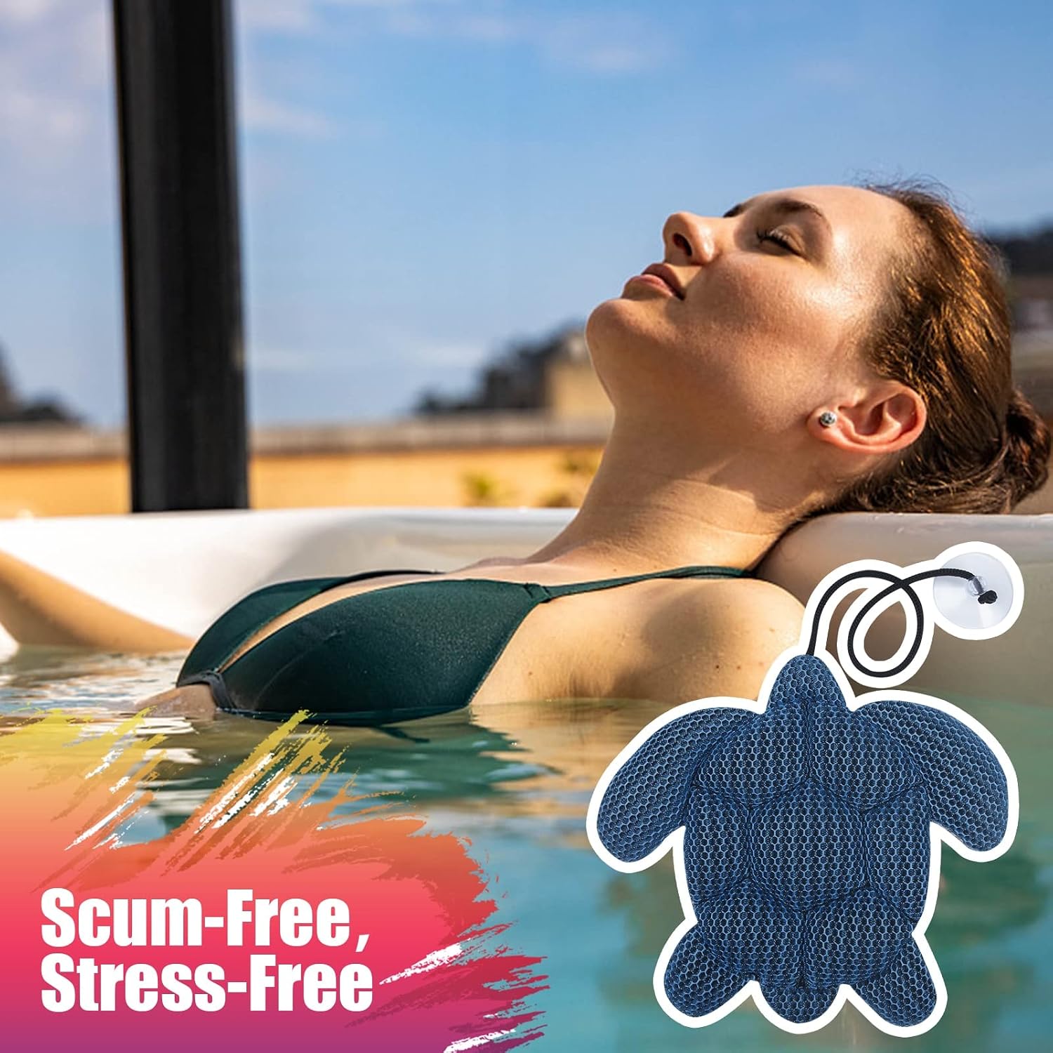 Thumbnail 1 de ANSLCA Scum Turtle-1 Hot Tub Scum Absorbers, 3D Honeycomb, Reusable 2-Pack