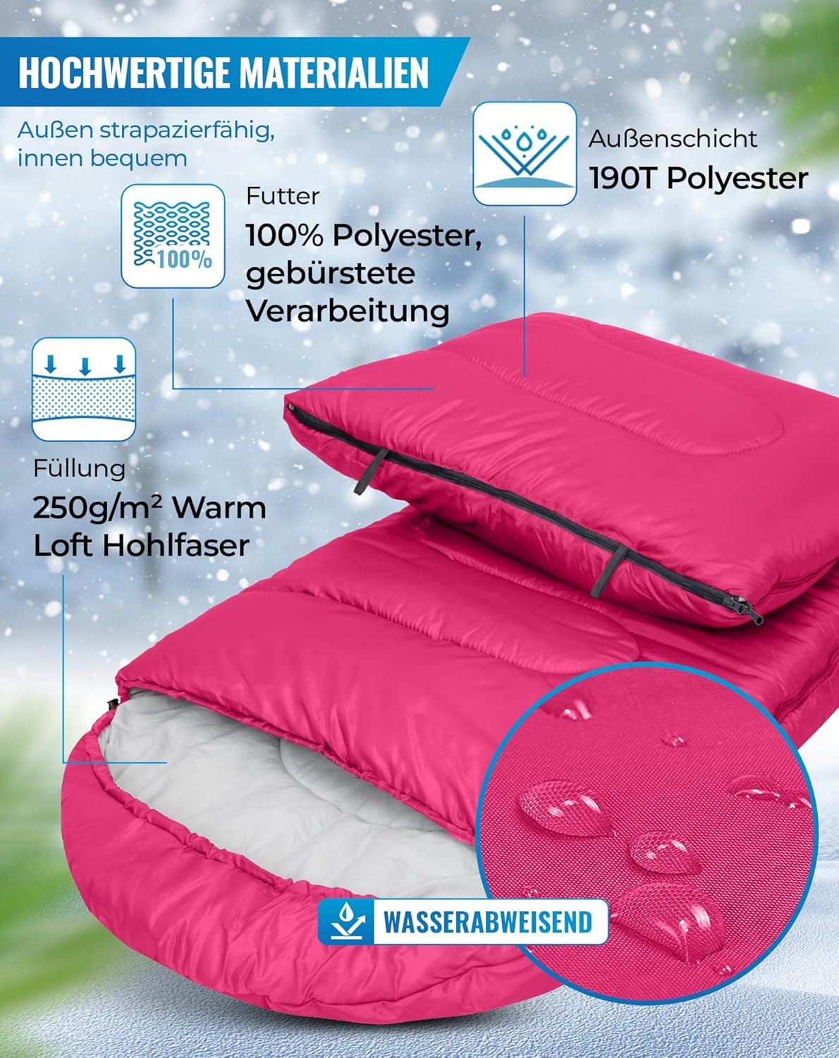 Thumbnail 3 de KingCamp Schlafsack für Erwachsene – XL Flanell, kaltes Wetter, wasserdicht, kompaktes Packmaß