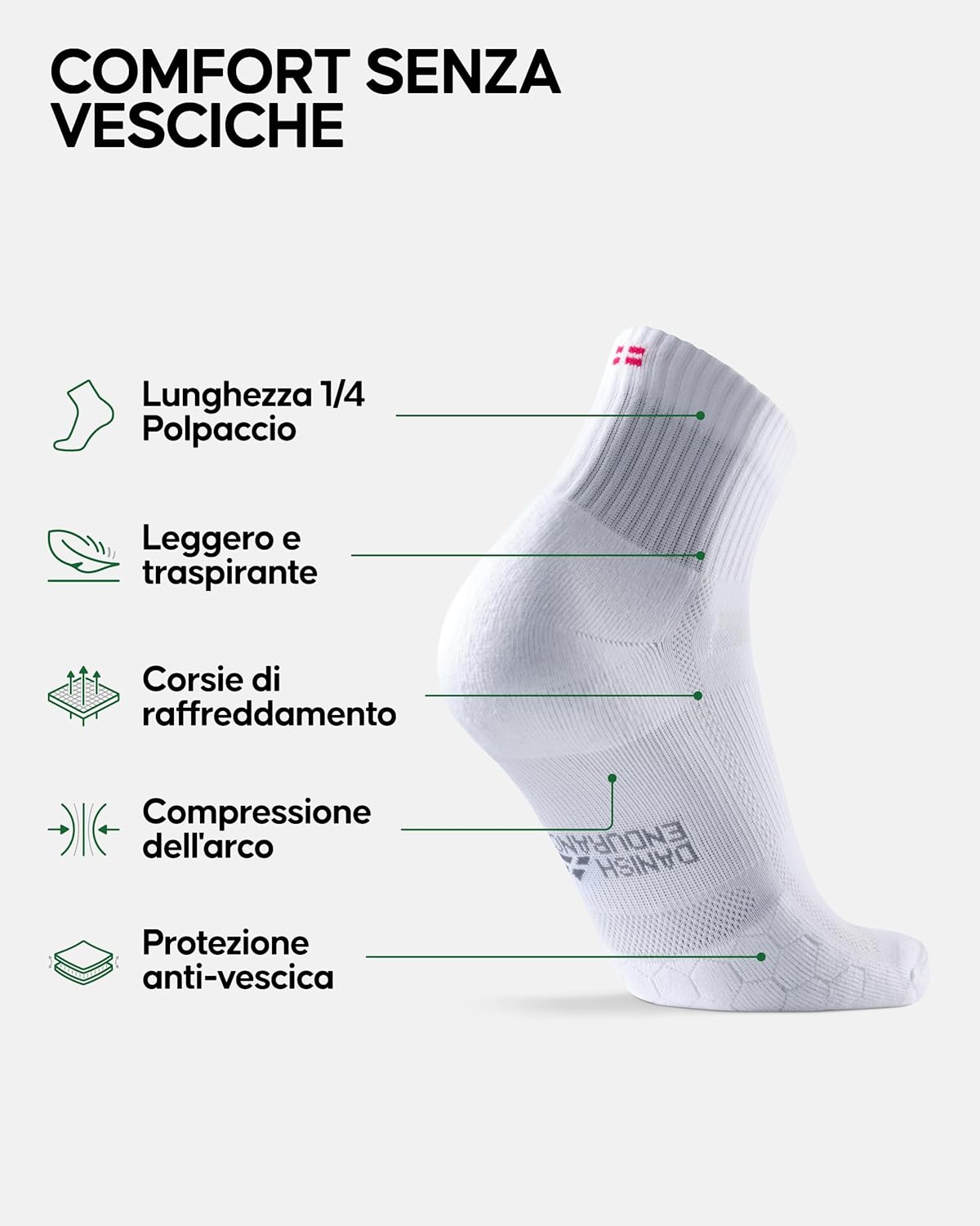 Thumbnail 2 de DANISH ENDURANCE Calze Uomo Running: antiscivolo, anti-vesciche e comfort duraturo per trail, corsa e sport - 3 o 5 paia