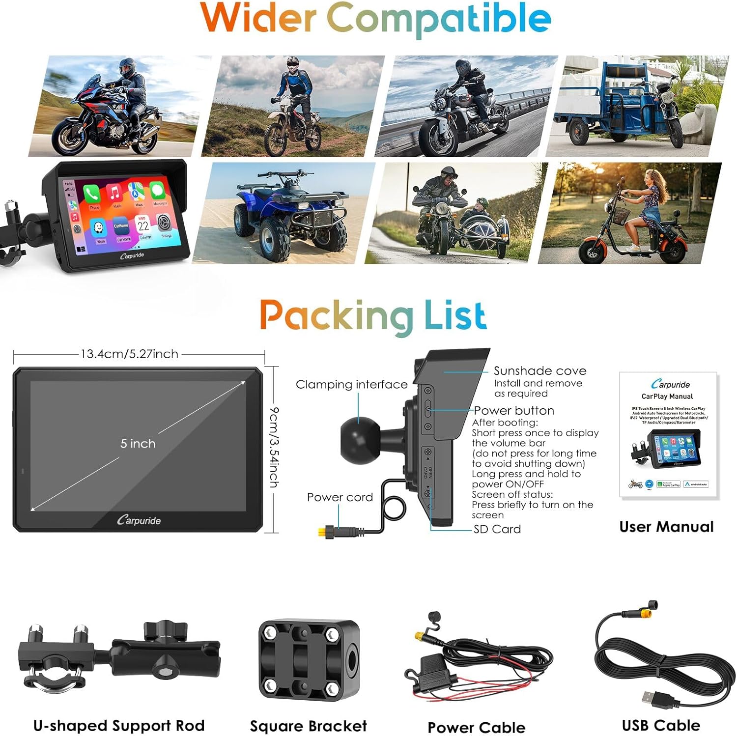 Thumbnail 6 de Carpuride W502PRO 5" Motorcycle GPS Navigation