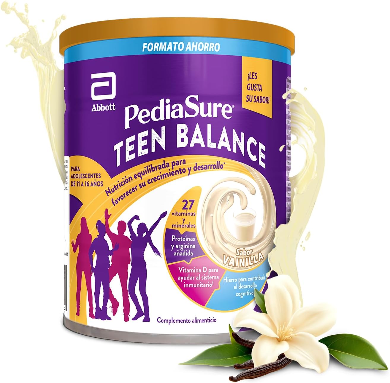 Detalle de PediaSure Teen Balance con Magnesio, Hierro y Vitamina D – Complemento para adolescentes (400 g) sabor chocolate