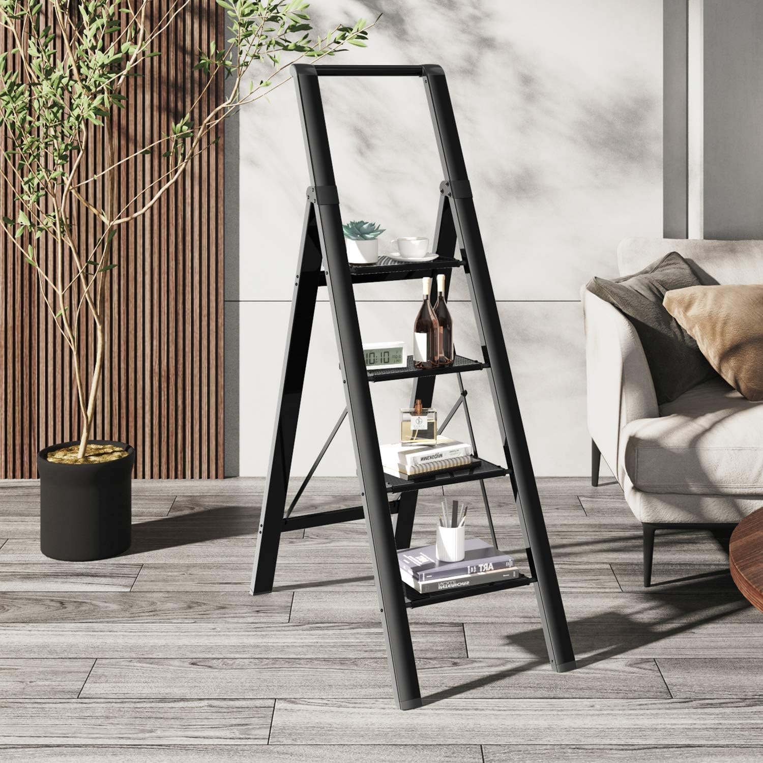 Detalle 2 de GameGem 3 Step Ladder 300 lbs capacity 🪜