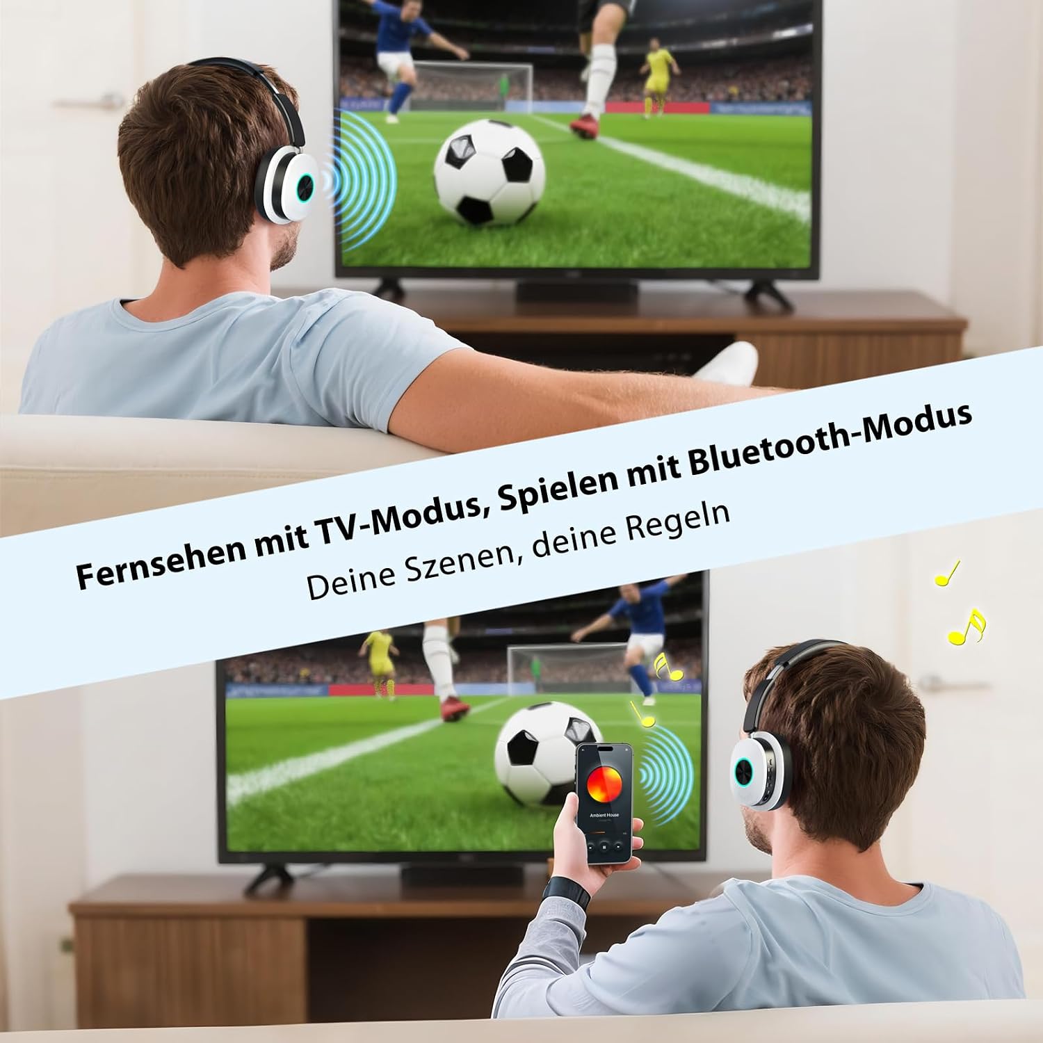 Thumbnail 2 de Funkkopfhörer Kabellos für TV – Bluetooth 5.4 Over-Ear mit Sender-Ladestation
