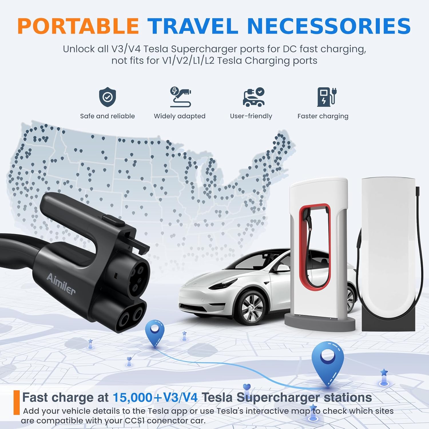 Thumbnail 6 de AIMILER NACS to CCS1 Adapter: 500 Amps for CCS1 EVs at Tesla V3/V4 Superchargers