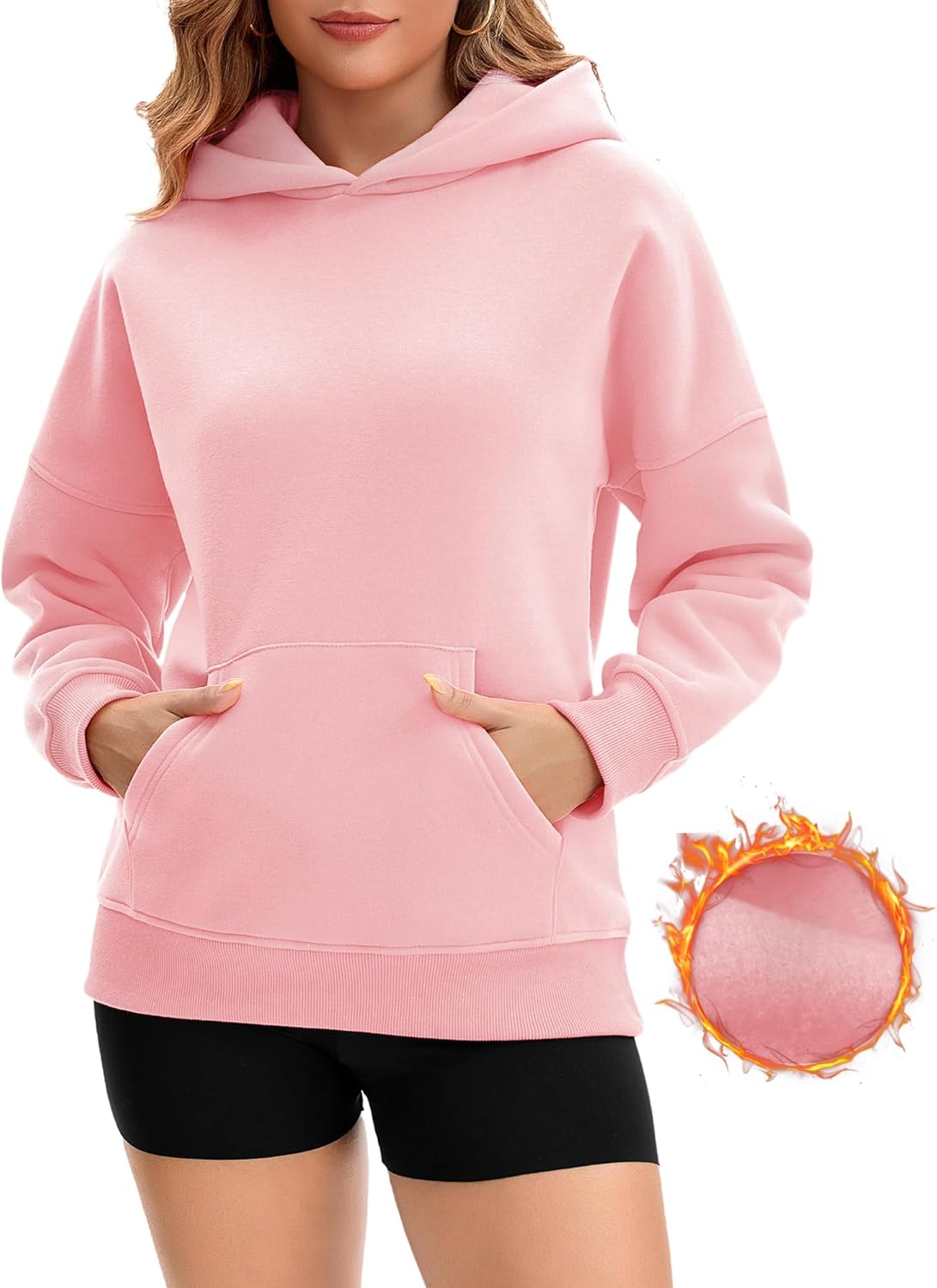 Thumbnail 2 de FDKLOOK Womens Hoodie Pullover: Oversized, Fleece-Lined Comfort for Autumn & Winter