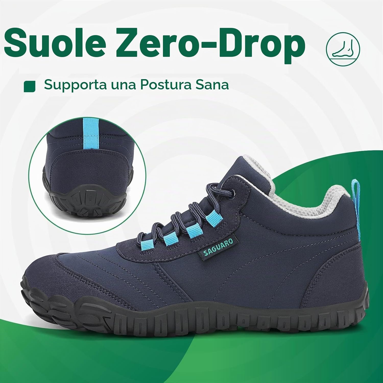 Detalle de SAGUARO Barefoot Shoes uomo/donna minimaliste da trail con punta ampia e suola antiscivolo