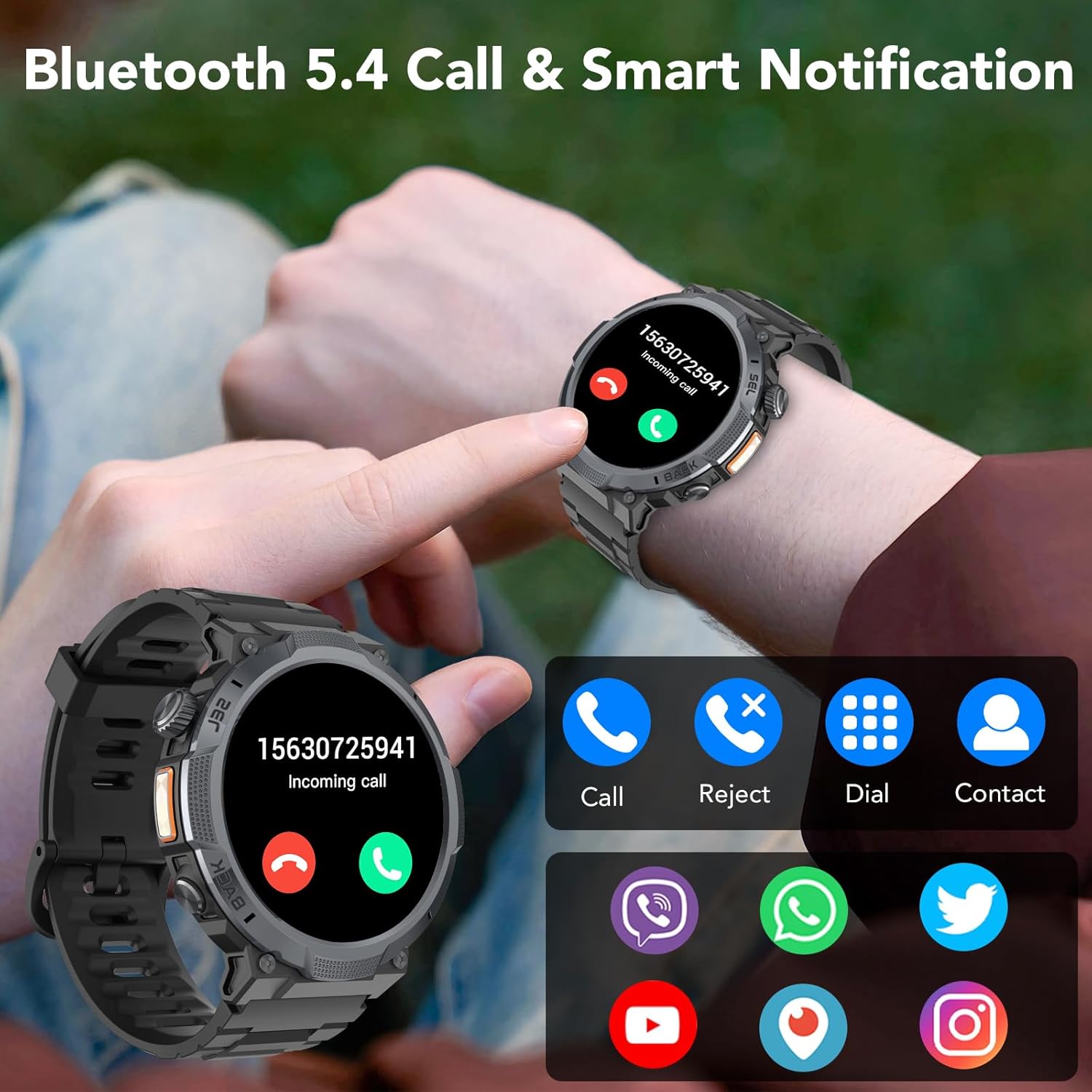 Thumbnail 1 de TIMU Smartwatch da Uomo con schermo AMOLED 1,53”, IP68 e chiamate Bluetooth