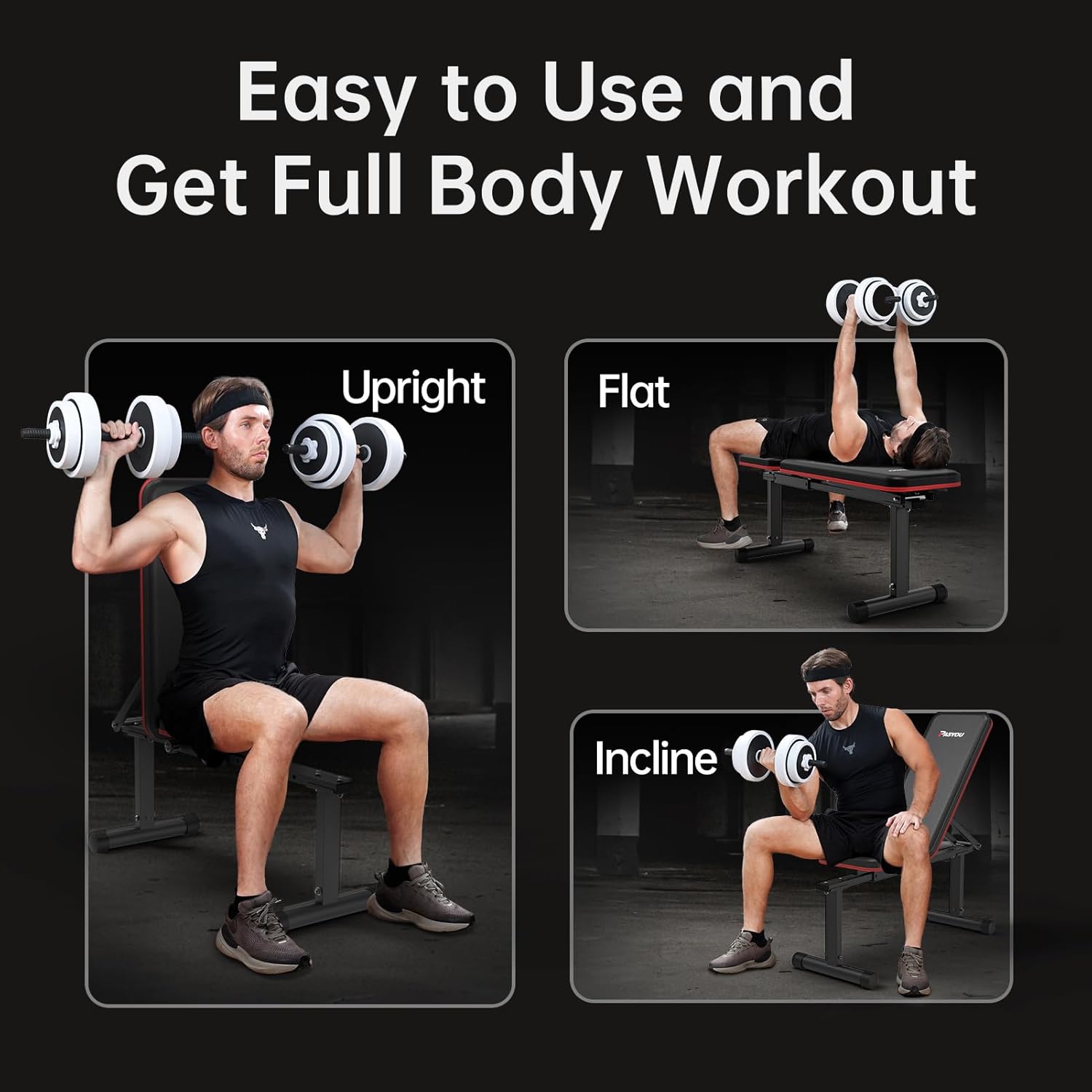 Thumbnail 6 de PASYOU Banc de musculation 2 en 1 avec 5 inclinaisons (0° à 90°) pour entraînement à domicile