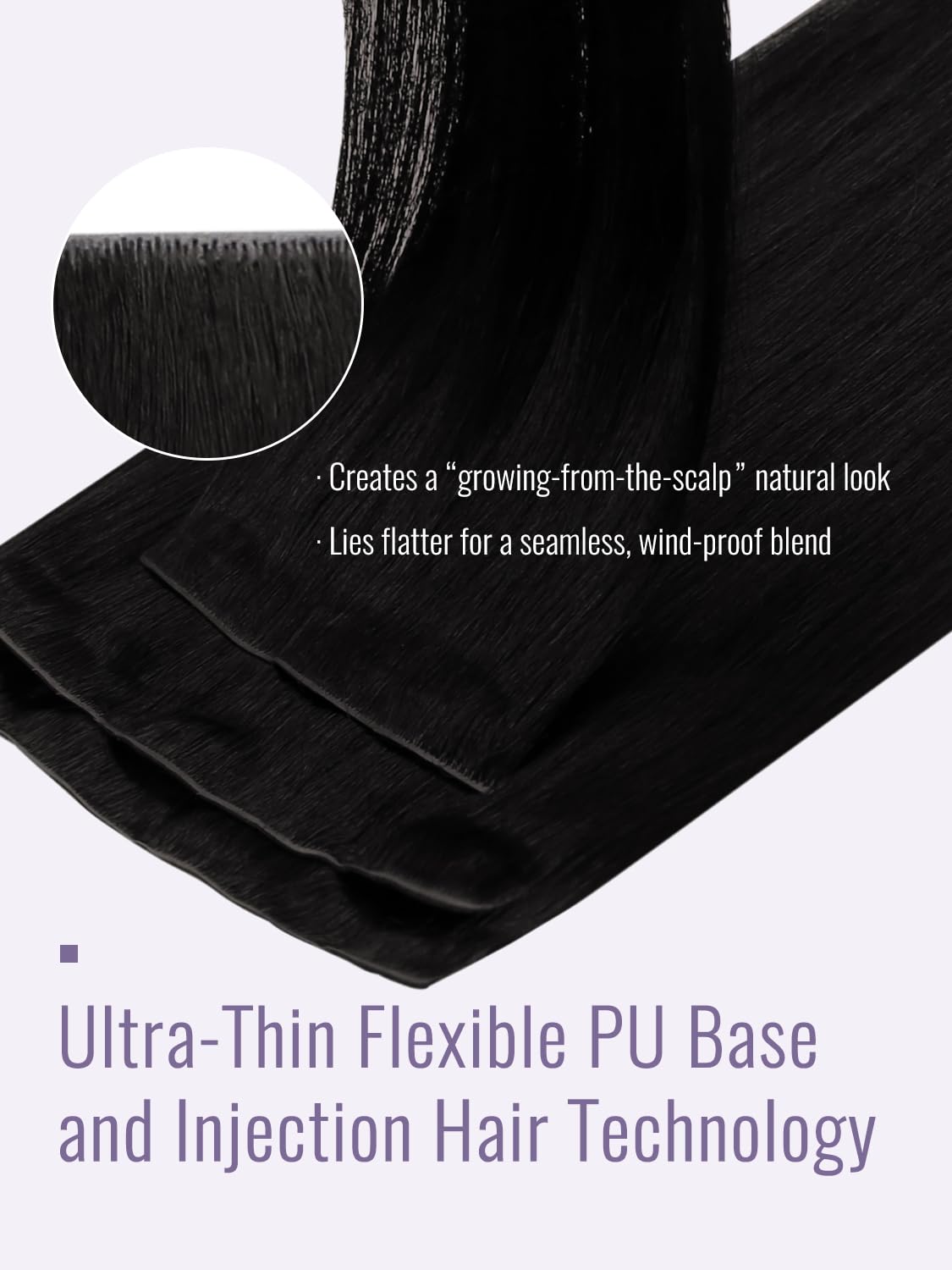 Detalle 2 de Fshine Clip-in Extensions Echthaar Tiefschwarz 45 cm — 120 g, 6 Stücke