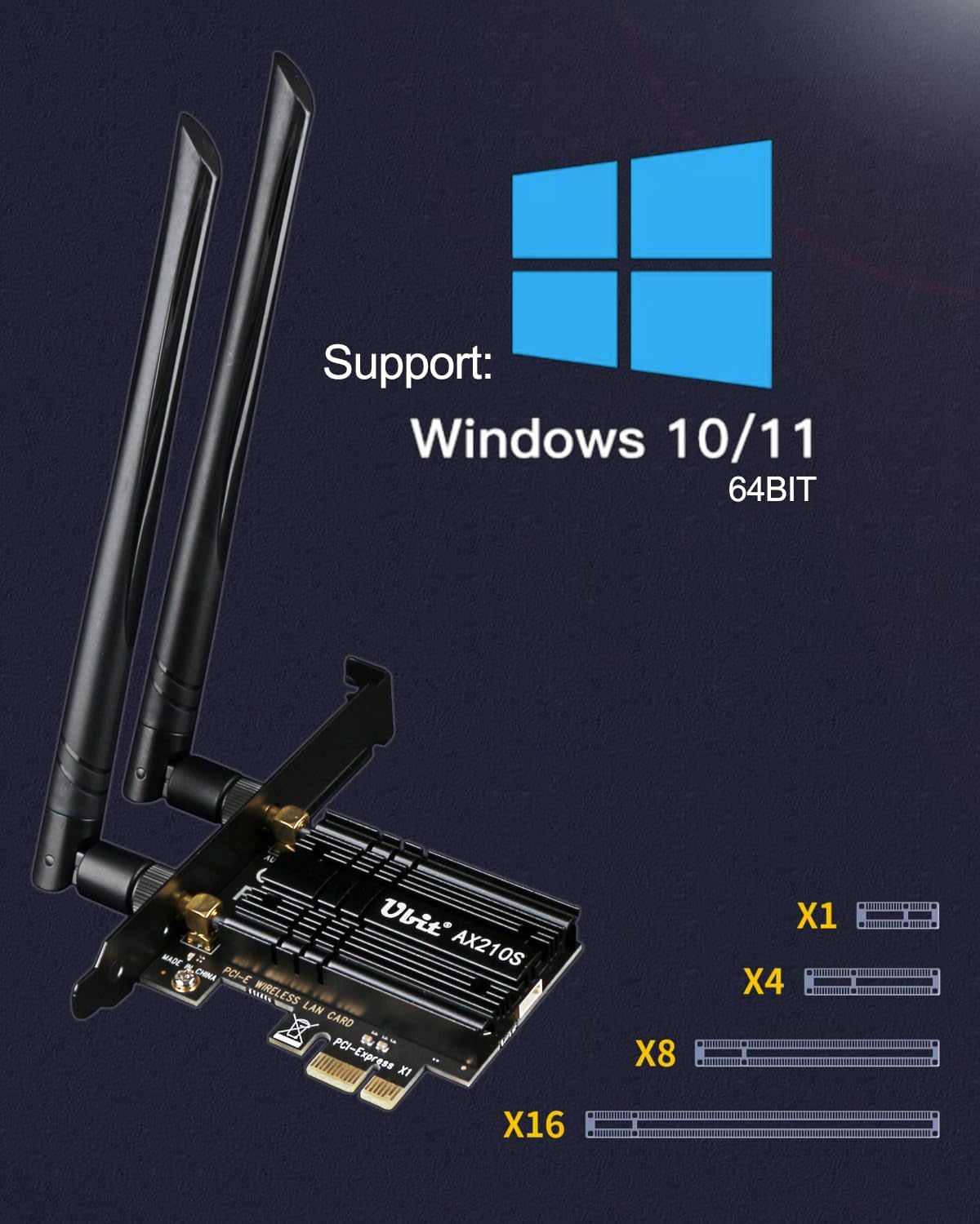 Thumbnail 6 de Ubit AX210S 5400Mbps WiFi 6E PCIe Card