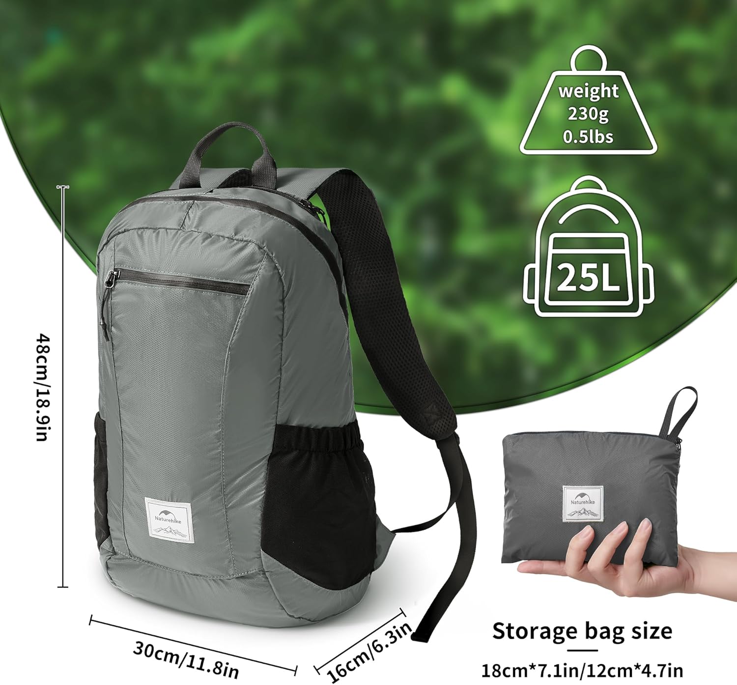 Detalle de Naturehike sac à dos ultra-léger de randonnée pliable étanche 18L/22L/25L/30L