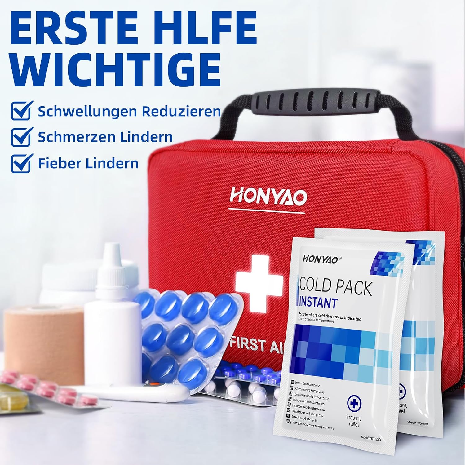 Thumbnail 6 de HONYAO Sofort-Kälte-Kompresse – 9 Stück Einmal-Kühlpads für Sport, Erste Hilfe und Reisen