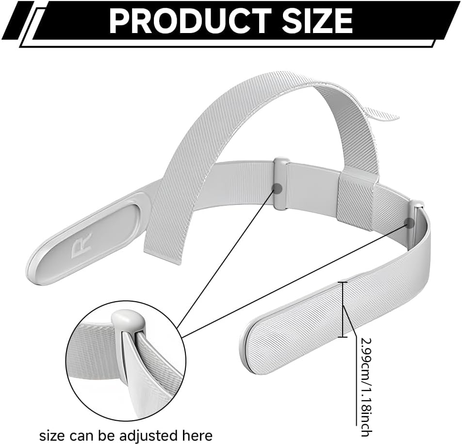 Thumbnail 1 de Harnovlis Head Strap for Meta (Oculus) Quest 2 VR Headset – Adjustable Replacement Headband in White
