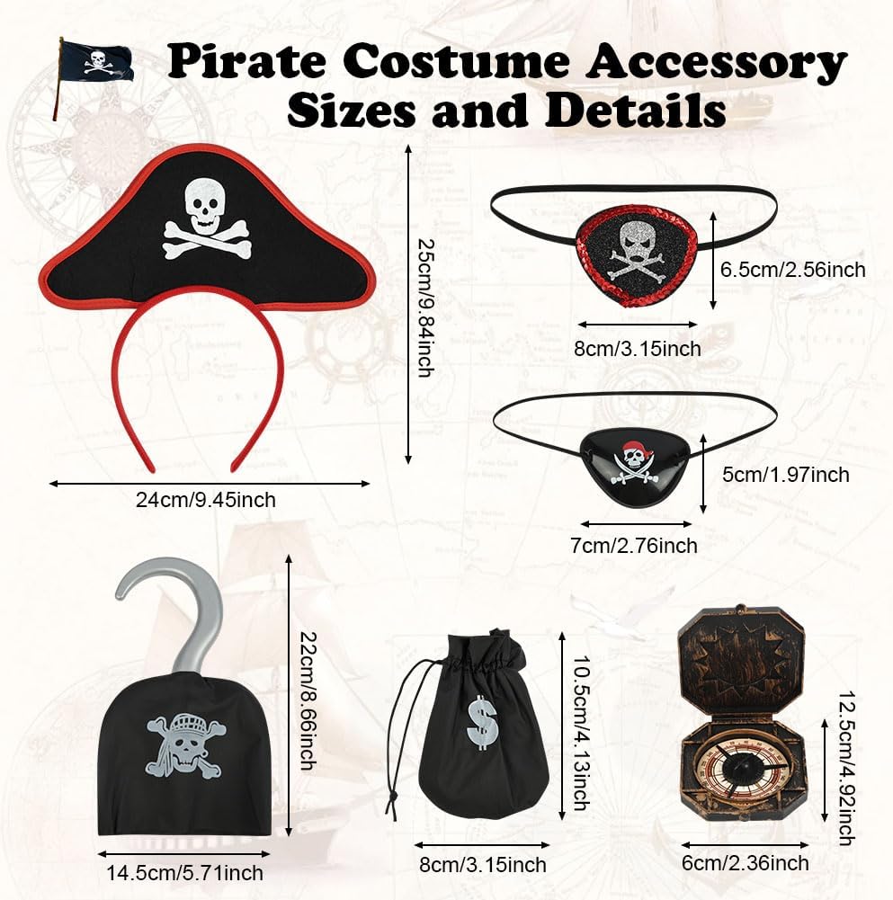 Detalle 2 de AUYAO Costume pirata bambino taglia 110 🎭