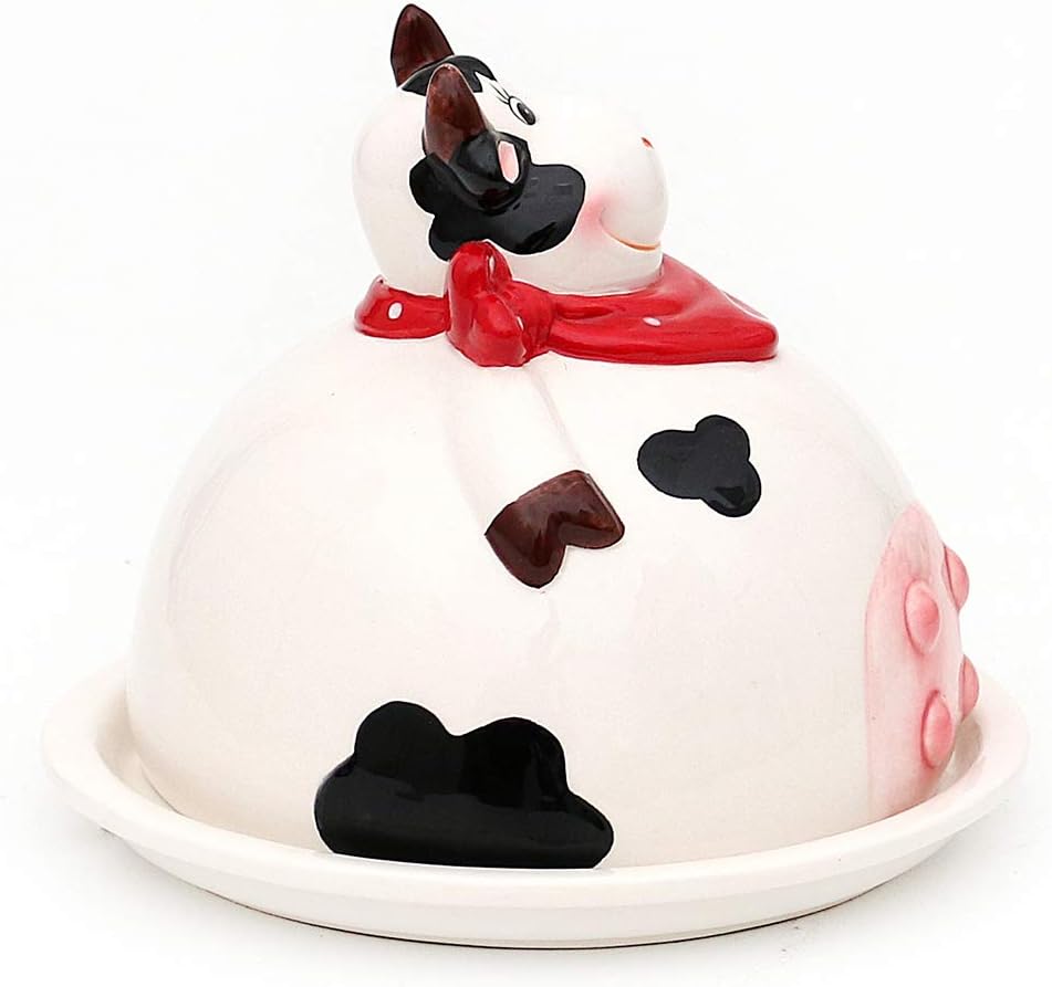 Detalle 2 de Dekohelden24 222501 – ceramiczna maselniczka w kształcie krowy z pokrywką