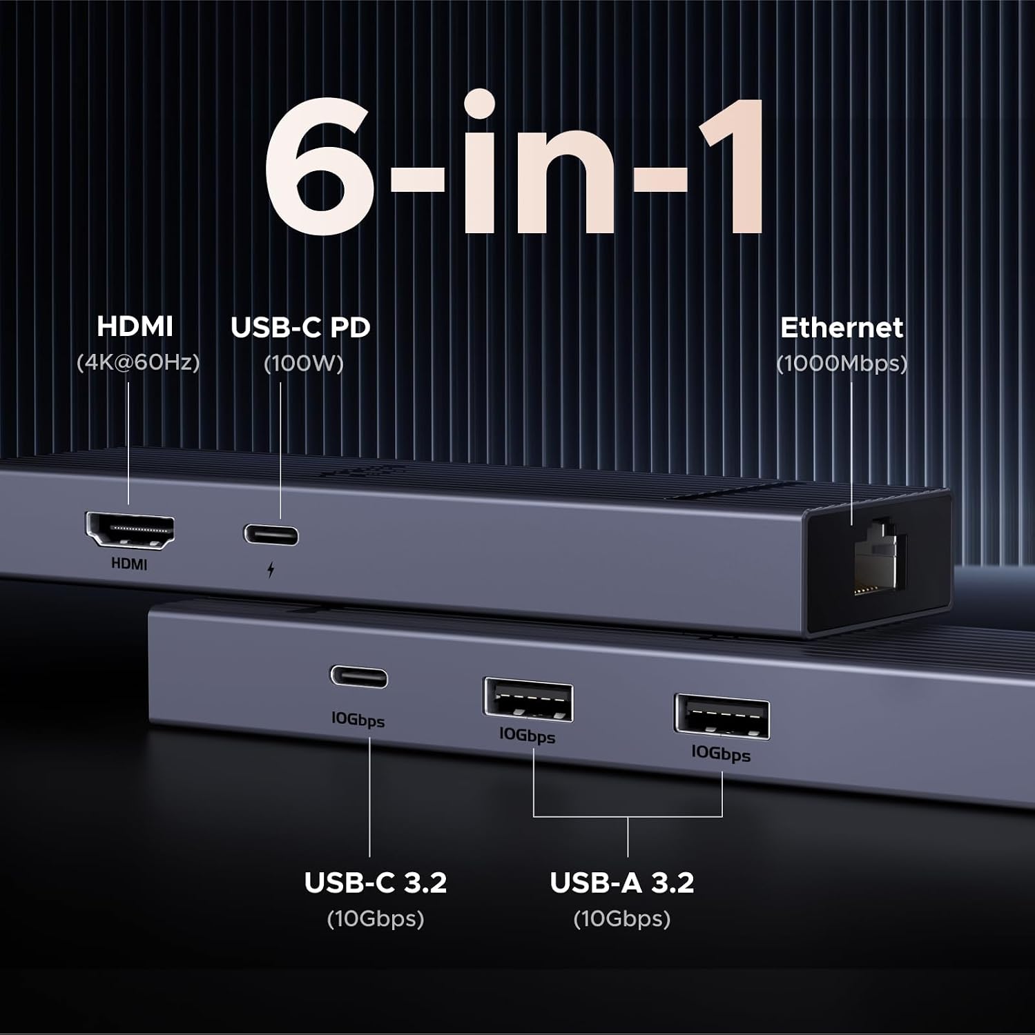 Detalle 2 de UGREEN Revodok Pro 1061 hub 10Gbps USB-C
