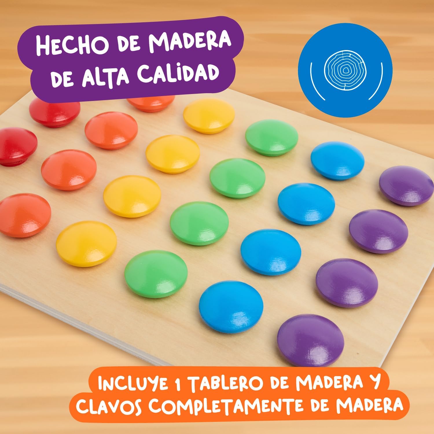 Thumbnail 3 de Nene Toys Puzzle de madera Montessori para niños de 2+ años con botones de colores