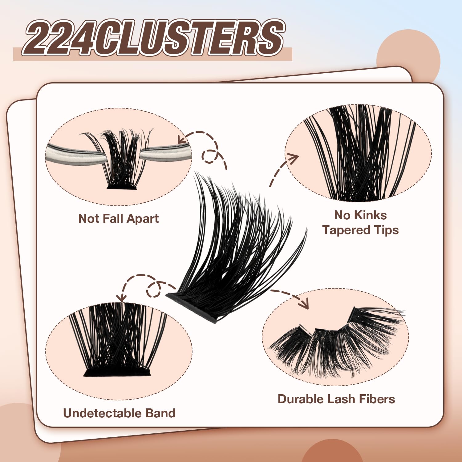 Detalle de AILAISHI Lash Clusters Kit: DIY Cluster Eyelash Extensions (60D+80D+100D, 224pcs) with Bond & Seal