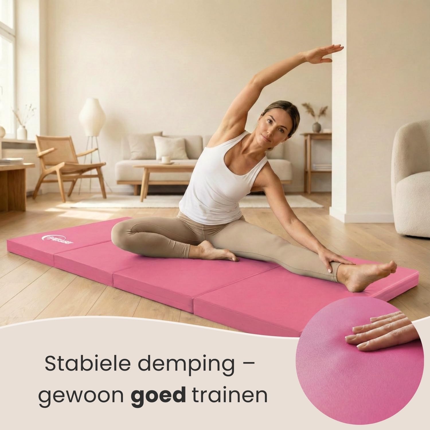 Detalle 2 de EYEPOWER 16482 opvouwbare turnmat, 180 x 60 x 5 cm, roze/zwart