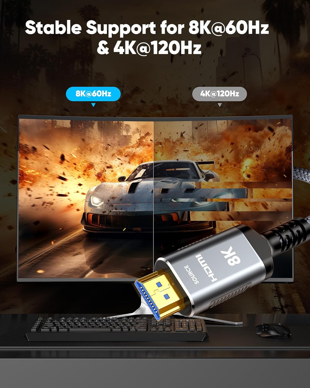 Thumbnail 6 de Highwings 12,4 m Glasfaser HDMI Kabel – Unidirektional, 48 Gbps, 8K/60 Hz