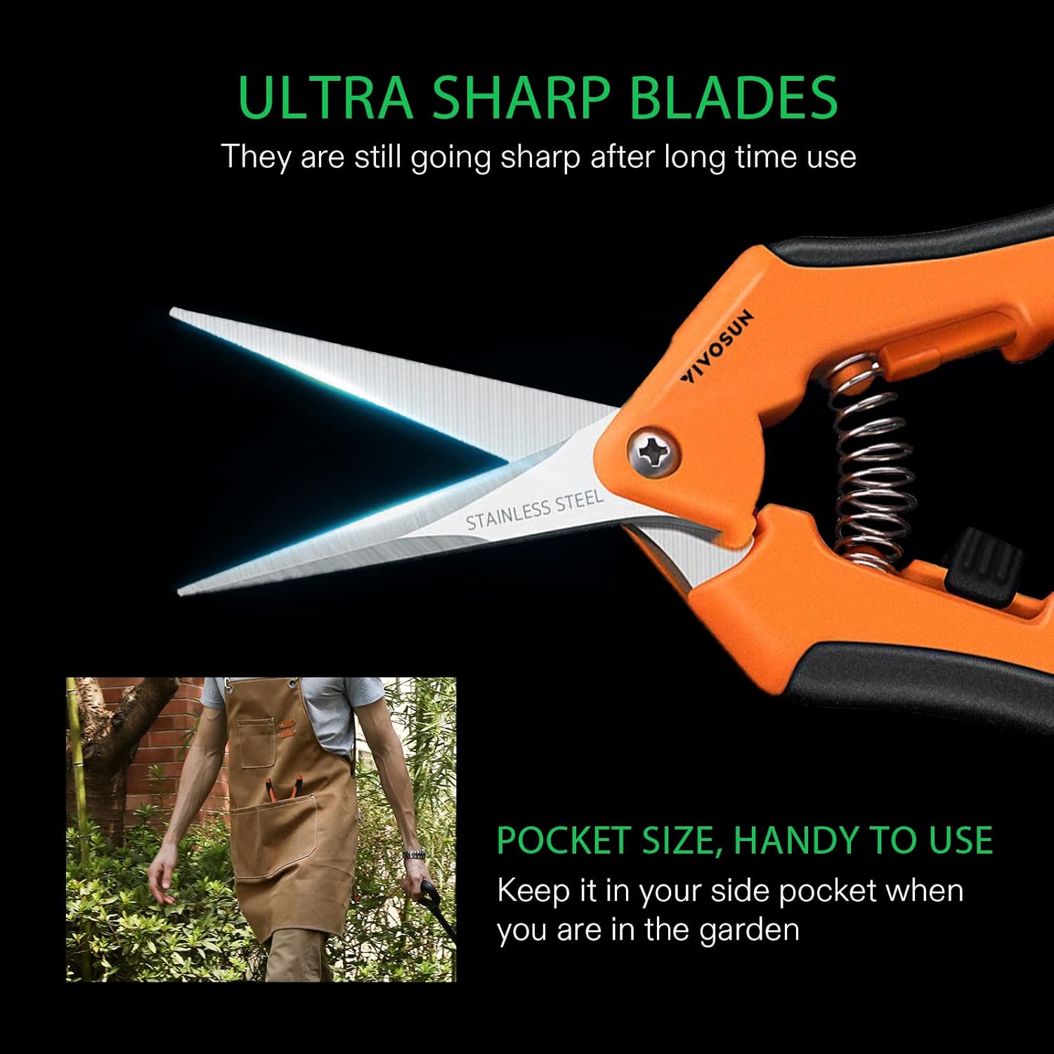 Thumbnail 4 de VIVOSUN 3-Pack 17 cm Gardening Scissors: Titanium-Coated Pruning Shears for Precise One-Hand Cuts