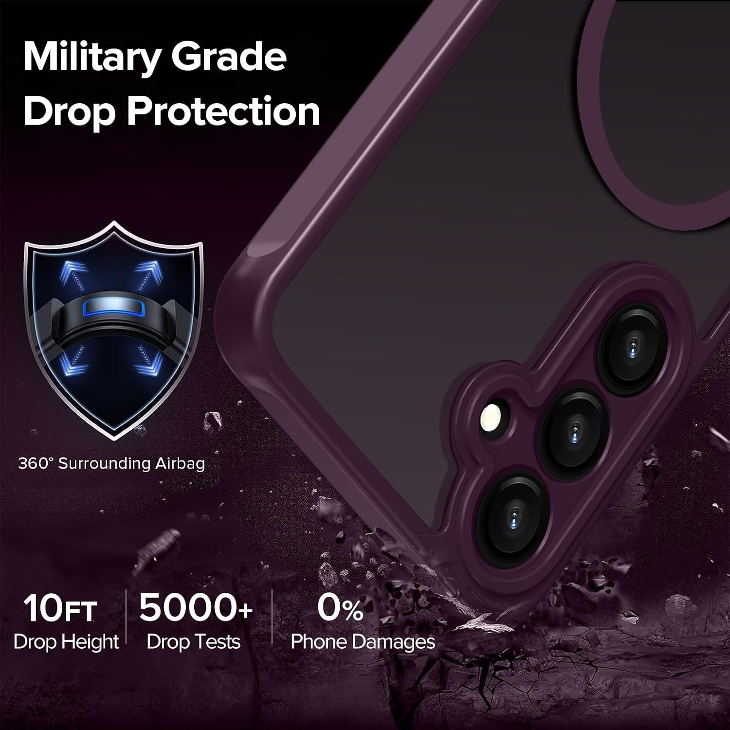 Detalle de ivoler 3-in-1 Magnetic Case for Samsung Galaxy S24 5G / S25 5G with 2 Pack Screen Protectors – Burgundy