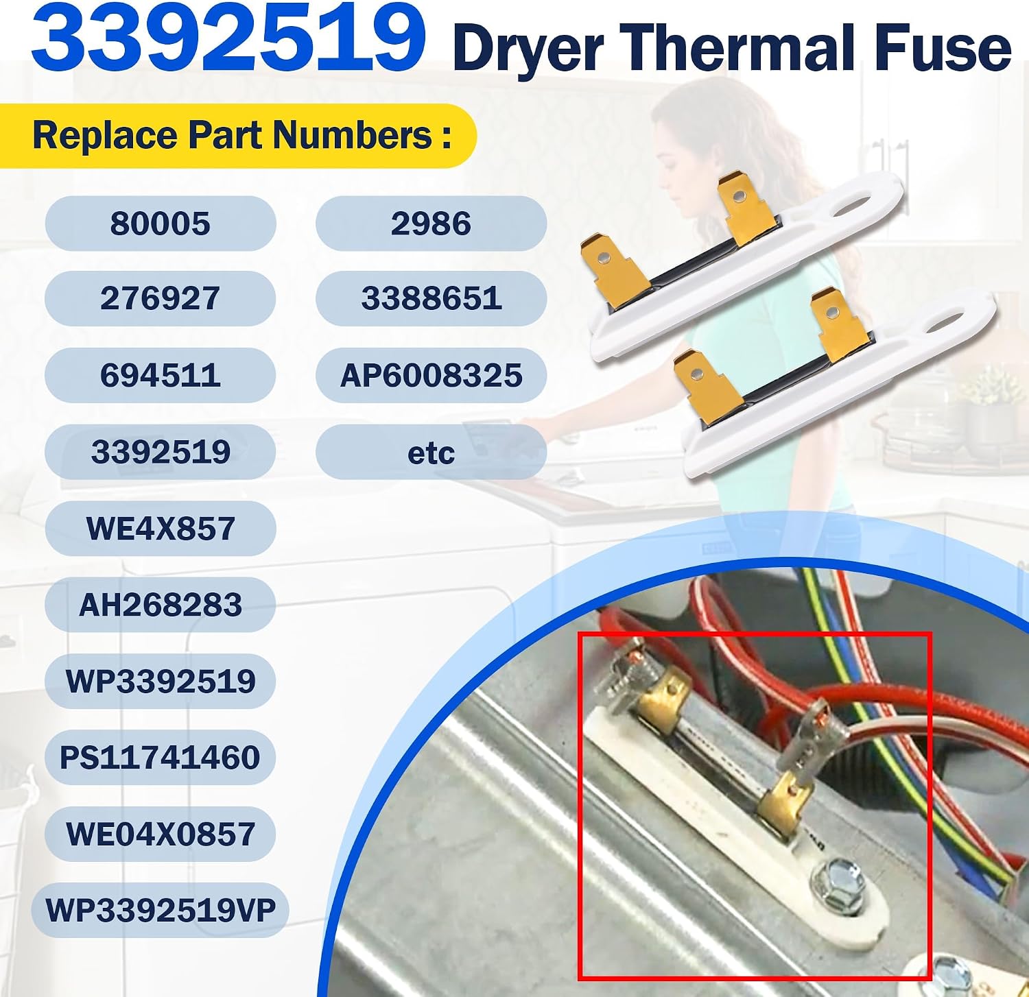 Thumbnail 6 de HESHECEIN 8544771 Dryer Heating Element Kit for Select Maytag MED Models