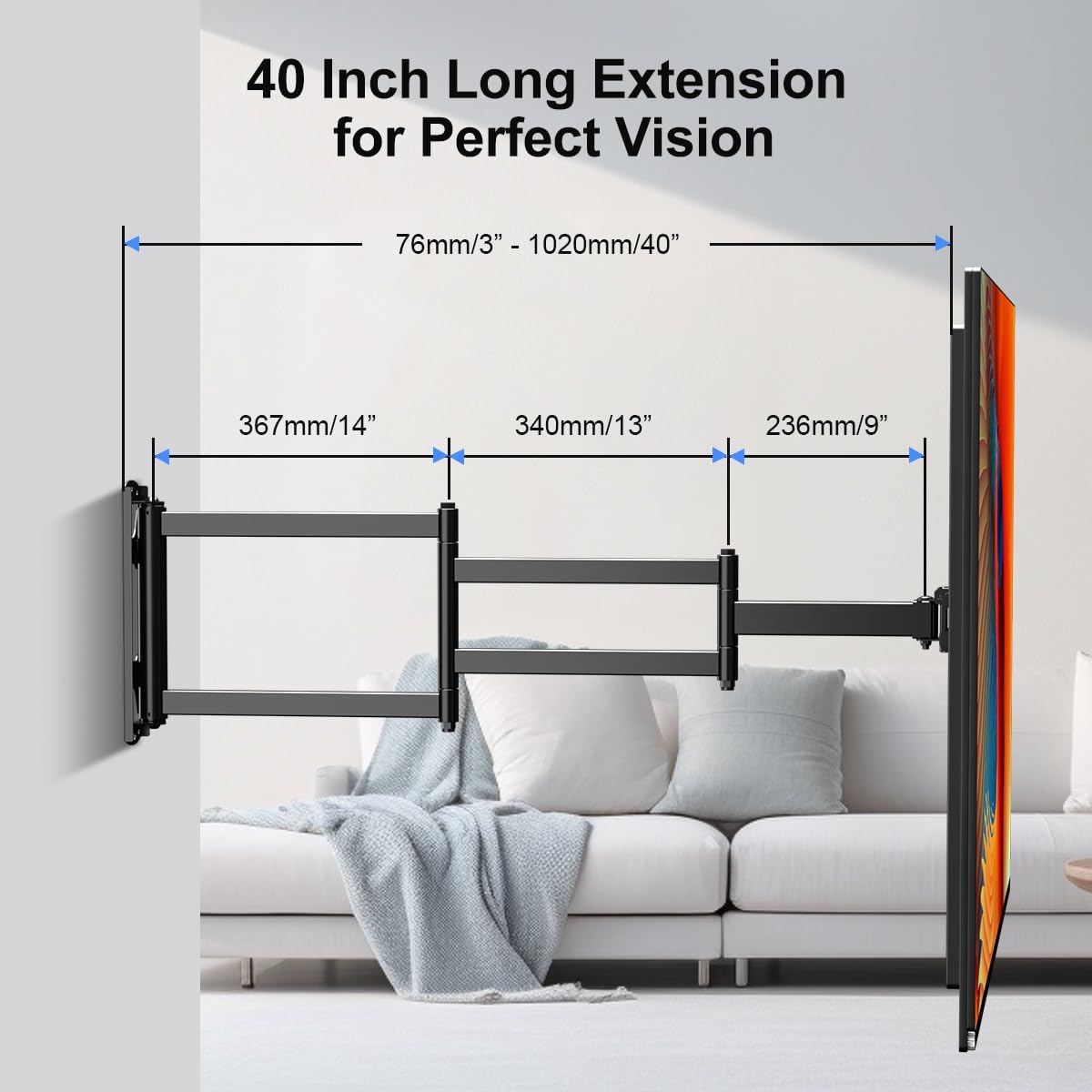 Detalle 2 de Suptek Corner TV Mount with 40in Extension Arm