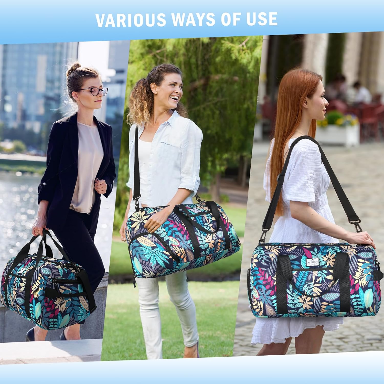 Thumbnail 1 de HUA ANGEL Sporttasche Damen 30L mit Nassfach & Schuhfach – faltbar, wasserdicht, Weekender für Fitnessstudio, Schwimmbad und Reisen
