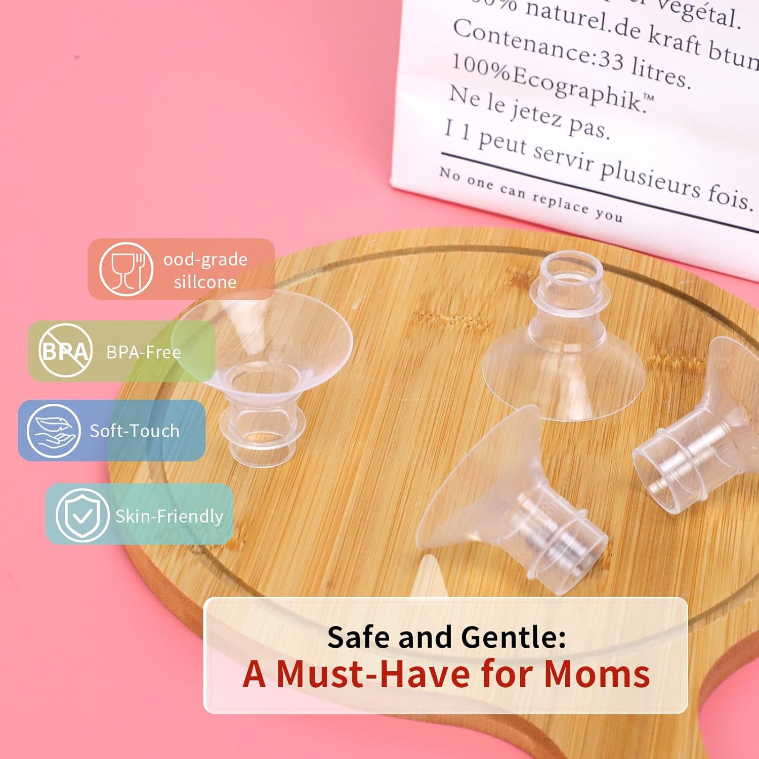 Thumbnail 3 de Breast Pump Flange Inserts Set – 10pcs Replacement Silicone Cushions in 5 Sizes + Cleaning Brush & Ruler
