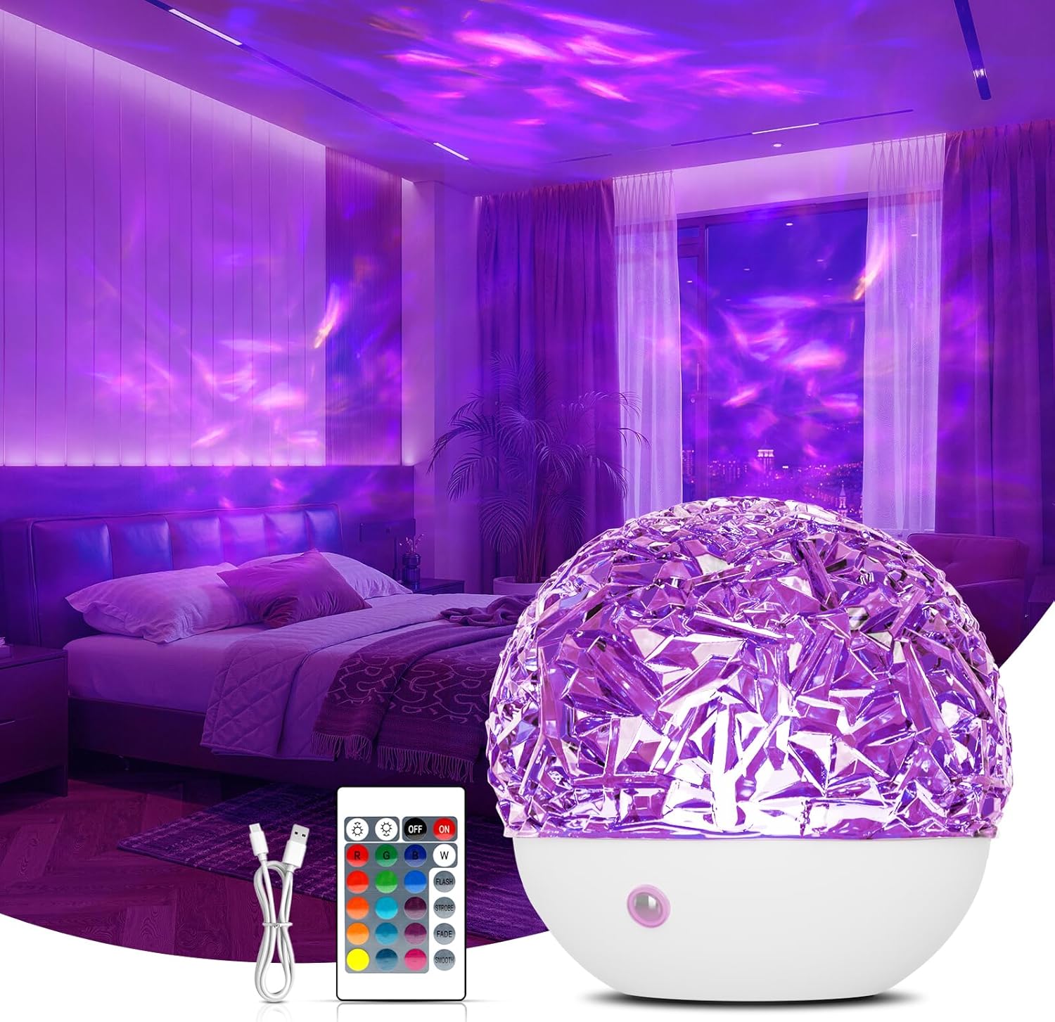 Detalle de Fokky Galaxy Projector Night Light with Remote Control – 16 Ocean Wave Colours