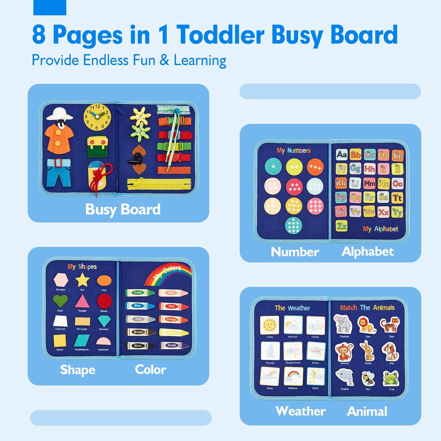 Detalle 2 de hahaland Montessori busy board 7 sections