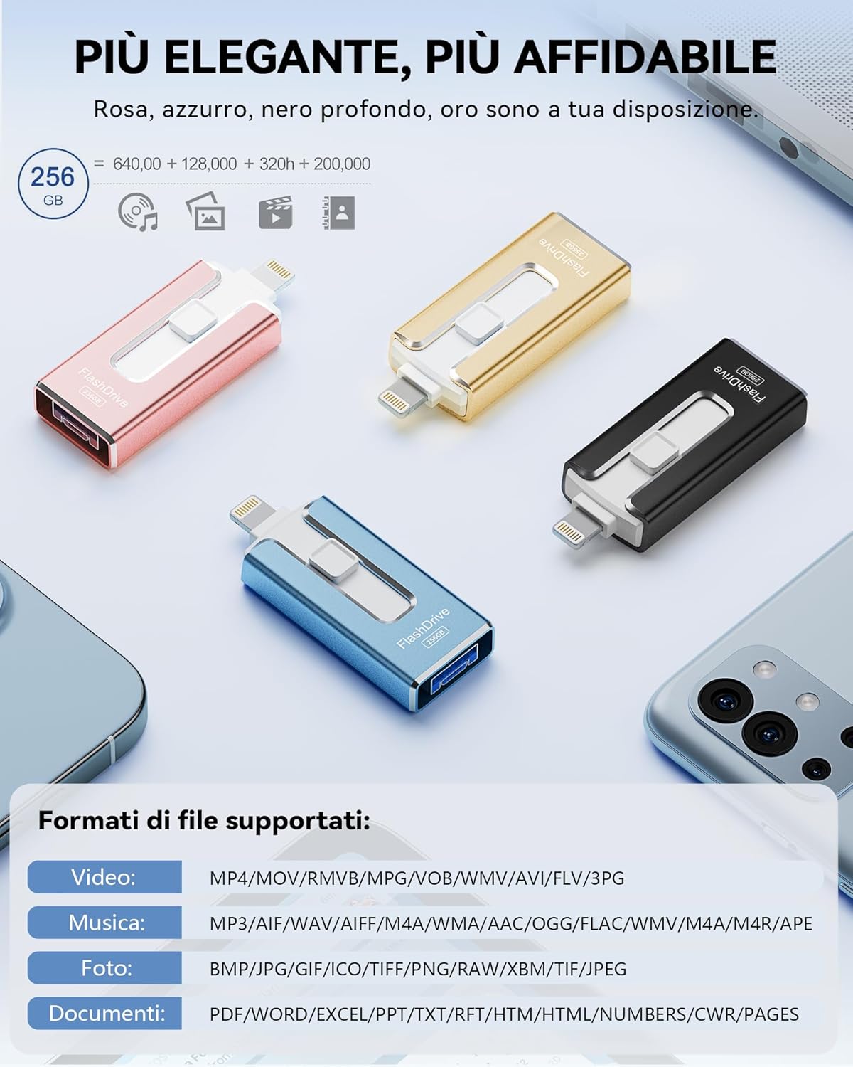 Thumbnail 3 de Chiavetta USB 256GB per iPhone con Lightning e Type-C