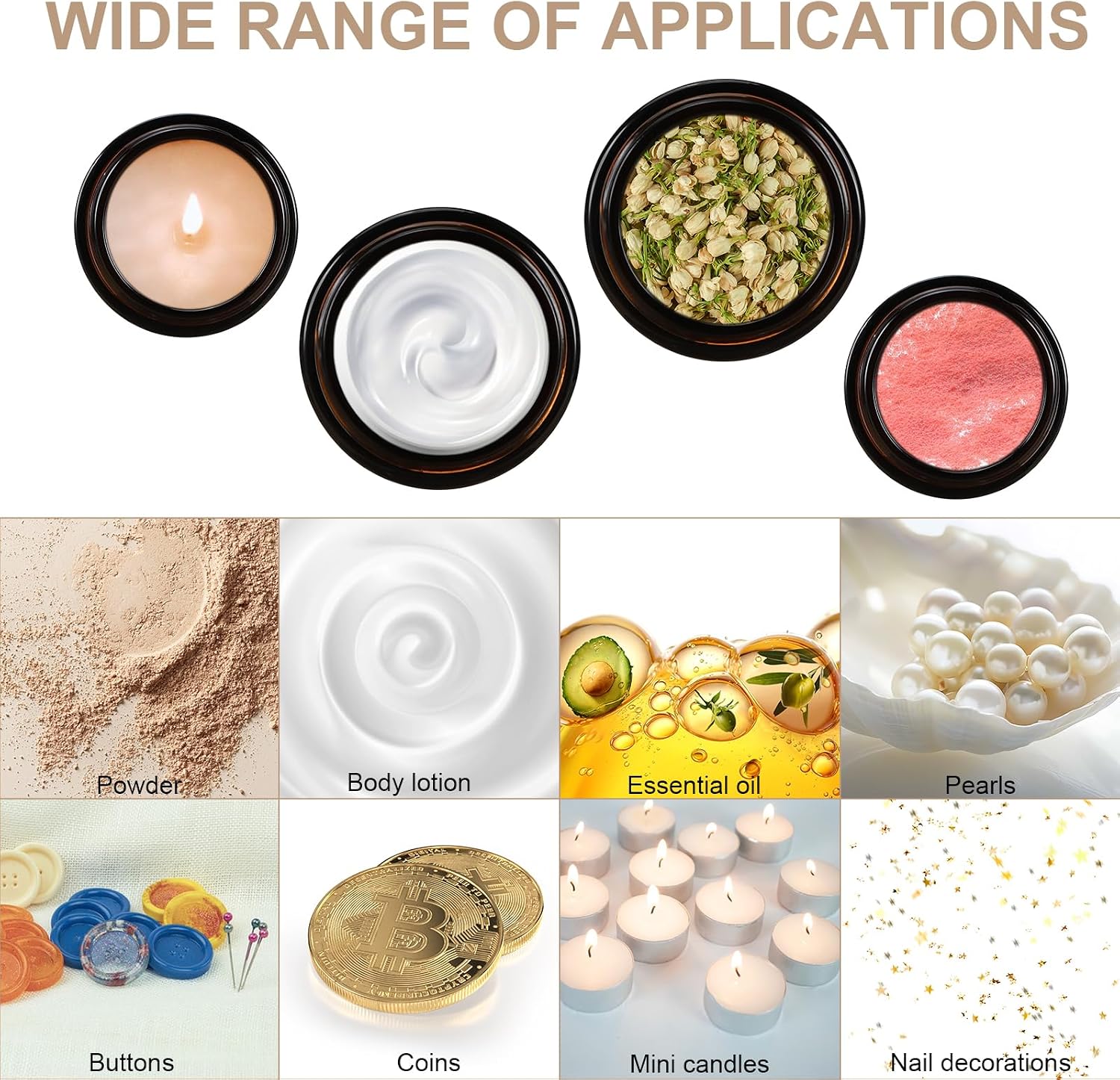 Thumbnail 5 de Williyatt set van 10 amberglazen cosmeticapotjes met schroefdop