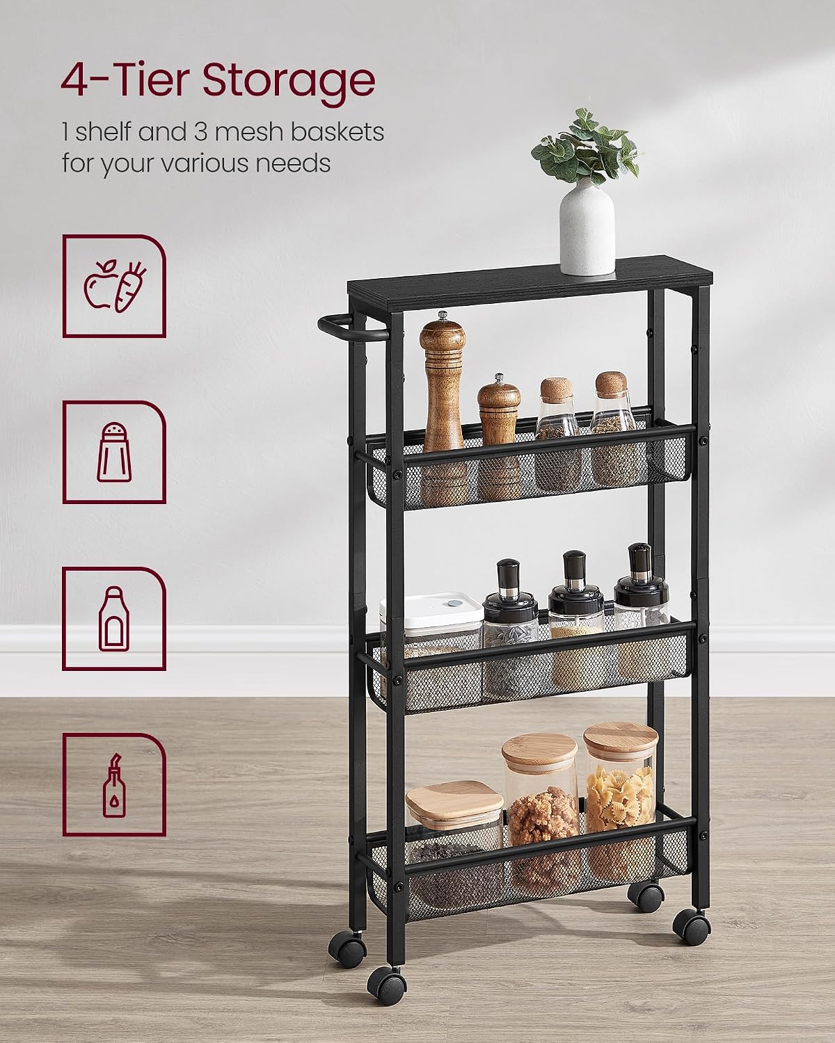 Thumbnail 4 de VASAGLE 4-Tier Trolley 13 cm depth