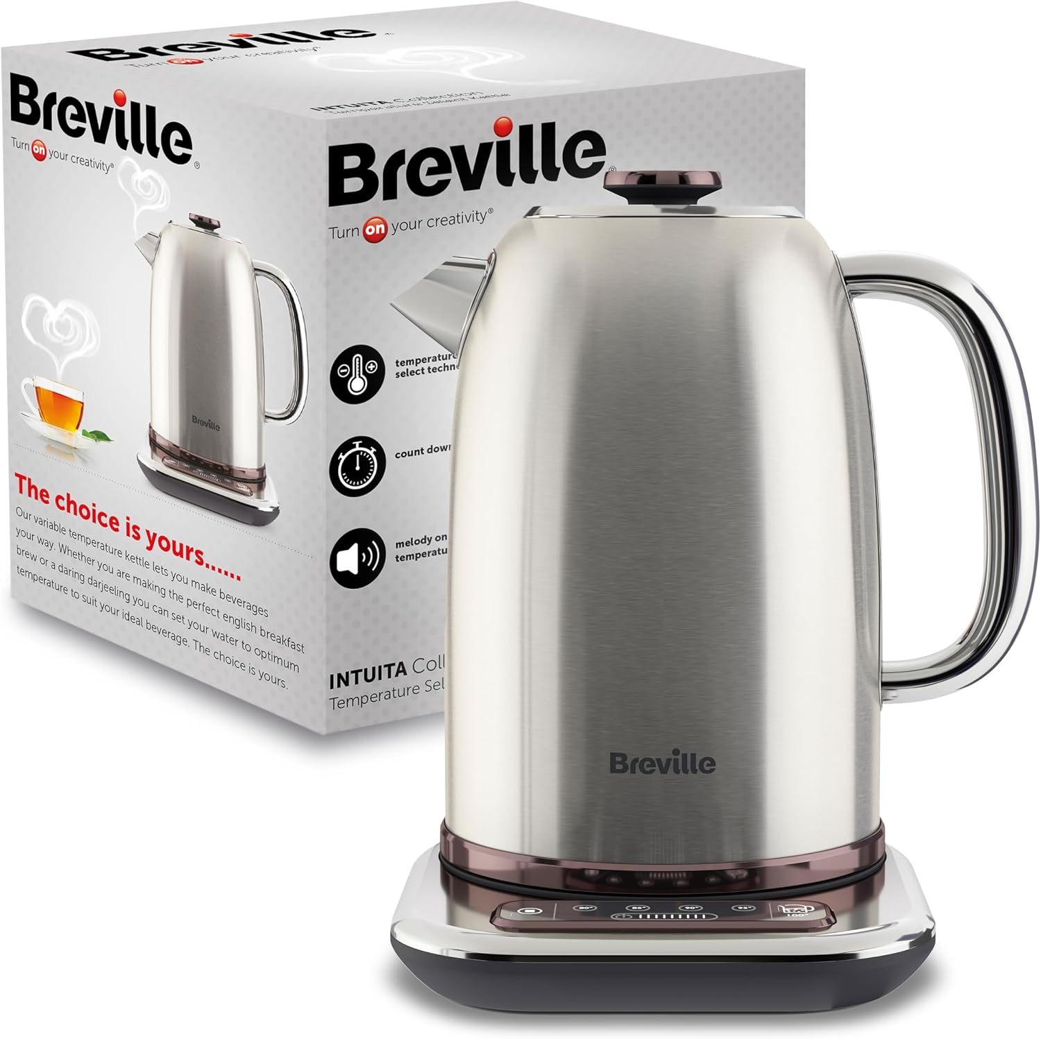 Detalle de Breville Selecta Temperature Select Electric Kettle 1.7L (VKT159) – 3kW Fast Boil with Digital Temperature Control
