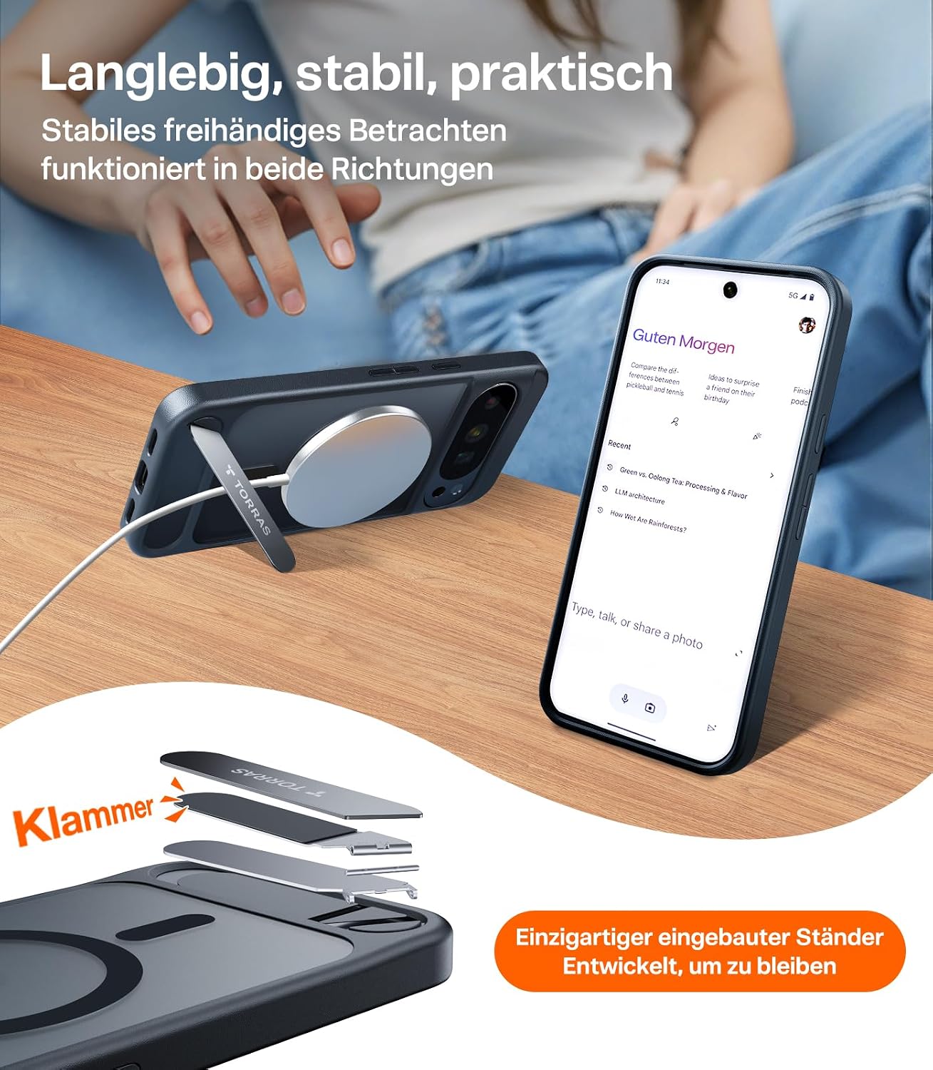 Detalle 2 de TORRAS Ostand L1 Hülle für Google Pixel 10 Pro XL mit MagSafe‑Ständer und Titan‑Stütze