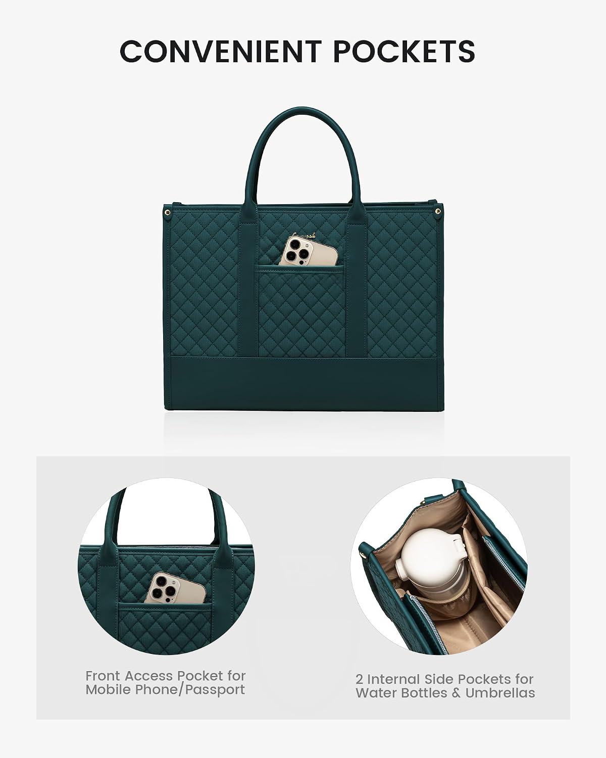 Detalle de LOVEVOOK Laptoptasche Damen 17 Zoll – Große, wasserdichte Arbeitstasche mit viel Stauraum