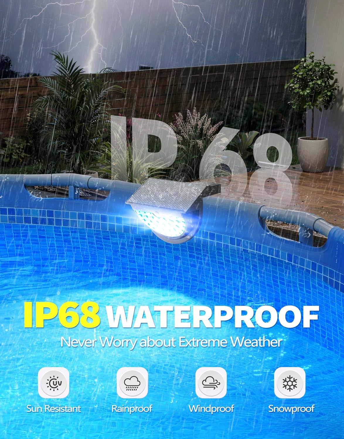 Thumbnail 4 de DeeprBetter 2026 Amélioré Lumière Piscine Hors Sol Solaire – LED RGB IP68, 10 Modes, sans fil
