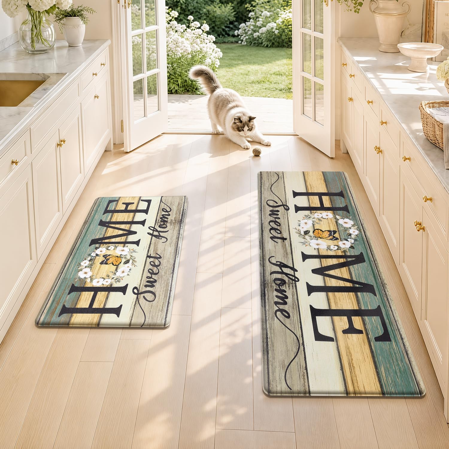 Detalle de Yamaziot Anti-Fatigue Kitchen Rug Set of 2, Cushioned Non-Slip Mats
