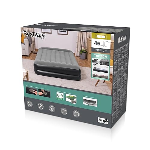 Detalle de Bestway Lit Matelas Gonflable 2 Personnes Queen Aeroluxe avec Pompe Électrique Intégrée